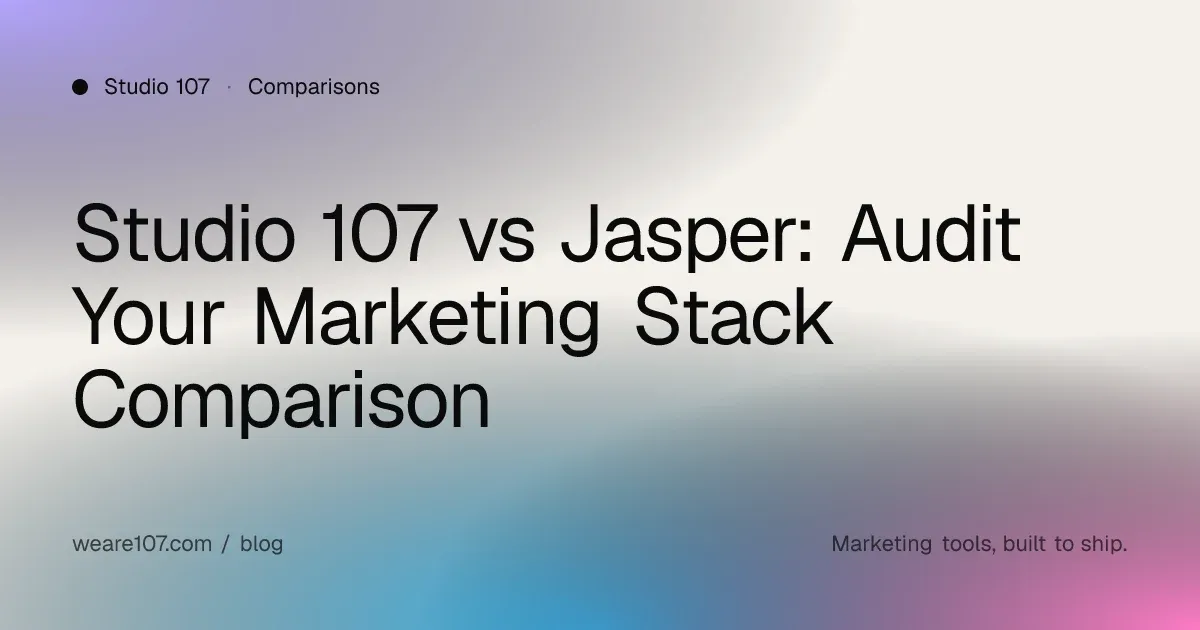 Studio 107 vs Jasper: Audit Your Marketing Stack Comparison