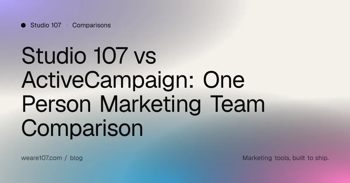 Studio 107 vs ActiveCampaign: One Person Marketing Team Comparison